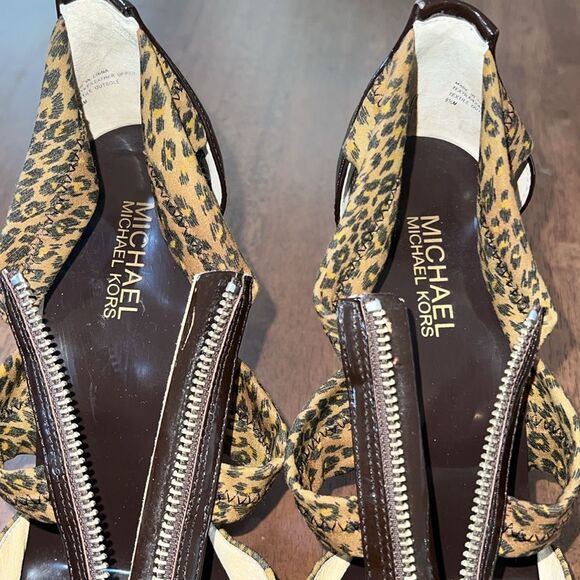 Michael Kors Berkley Cheetah Animal Print Zip Up Cone High Heel Sandals 9.5M - Picture 7 of 11